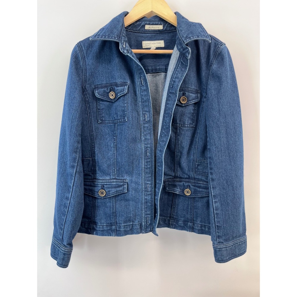 Jones New York Sport Womens Medium Wash Stretch Denim Jacket Size M Classy Fall